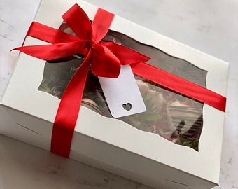 Treat Box with Window for Cookies, Strawberries, Donuts, and MORE: 10”x7”x2 1/2”  (Box Only) *Sold in Multiple Quantities