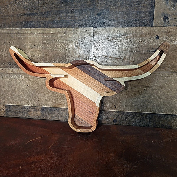 Personalized Longhorn Wood Tray / Texas Pride / Catch All Tray / Wallet and Key Holder / Texas Gift / Southern Decor / Wedding Favor