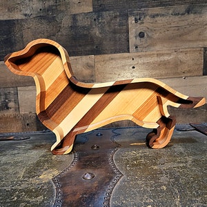 Handmade Dachshund Wood Tray, Personalized Wiener Dog Gift