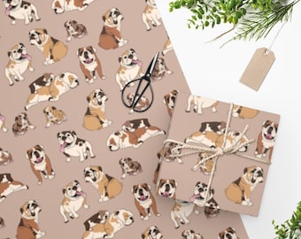 English Bulldog Wrapping Paper / Bulldog Wrapping Paper / Dog Gift / Dog Wrapping Paper / Bulldog Gift / Bulldog Present