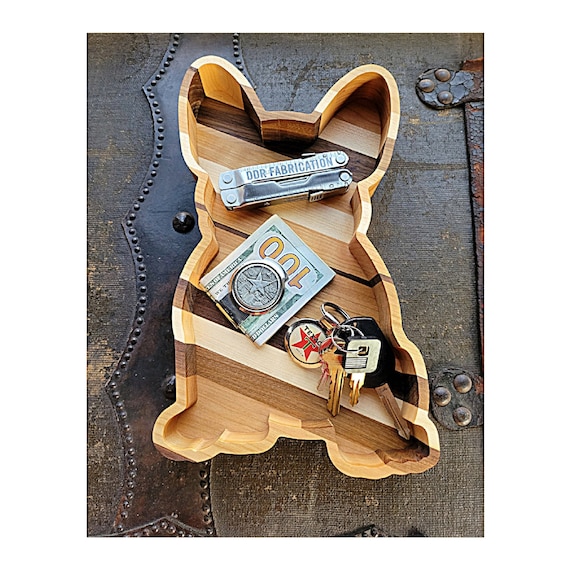 Handmade French Bulldog Tray, Maple Walnut Cherry Wood, Dog Lover Gift