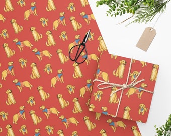 Golden Retriever Wrapping Paper / Golden Retriever Gift Wrap / Golden Retriever Present / Dog Mom / New Puppy Present