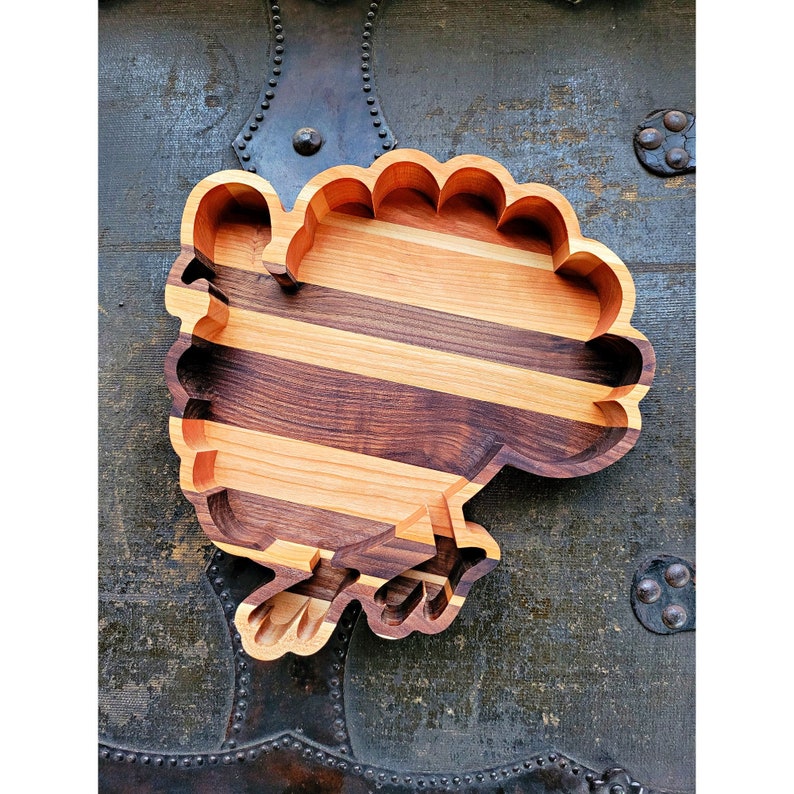 Turkey Wood Catch All Tray / Valet Key Wallet Holder / Fall image 1