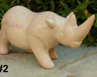 Crimson Red SS5 Soapstone African Rhino Figurine Sculpture Handmade in Kenya~2 Height x 3 Long