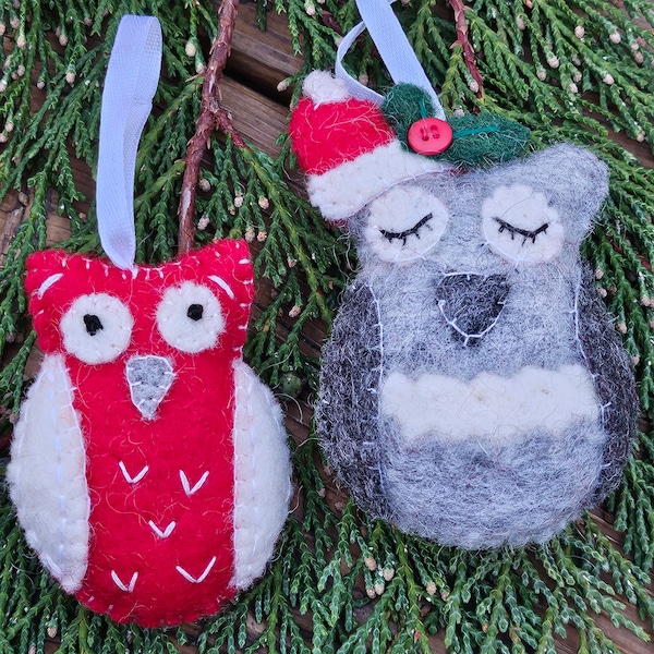 Felt Owl Christmas Ornament - Made In Nepal - Felt Tree Ornament - Christmas Decor - Owl Ornaments - Owl Lover Gift- Owl Collector Gift