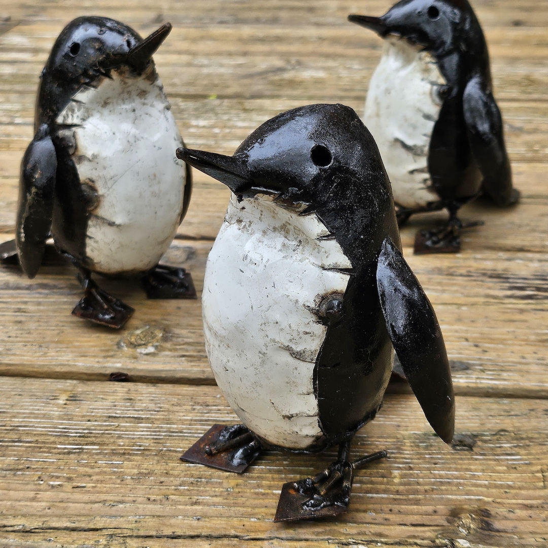 Unique Handmade Steel Penguin Sculpture From Zimbabwe - Recycled