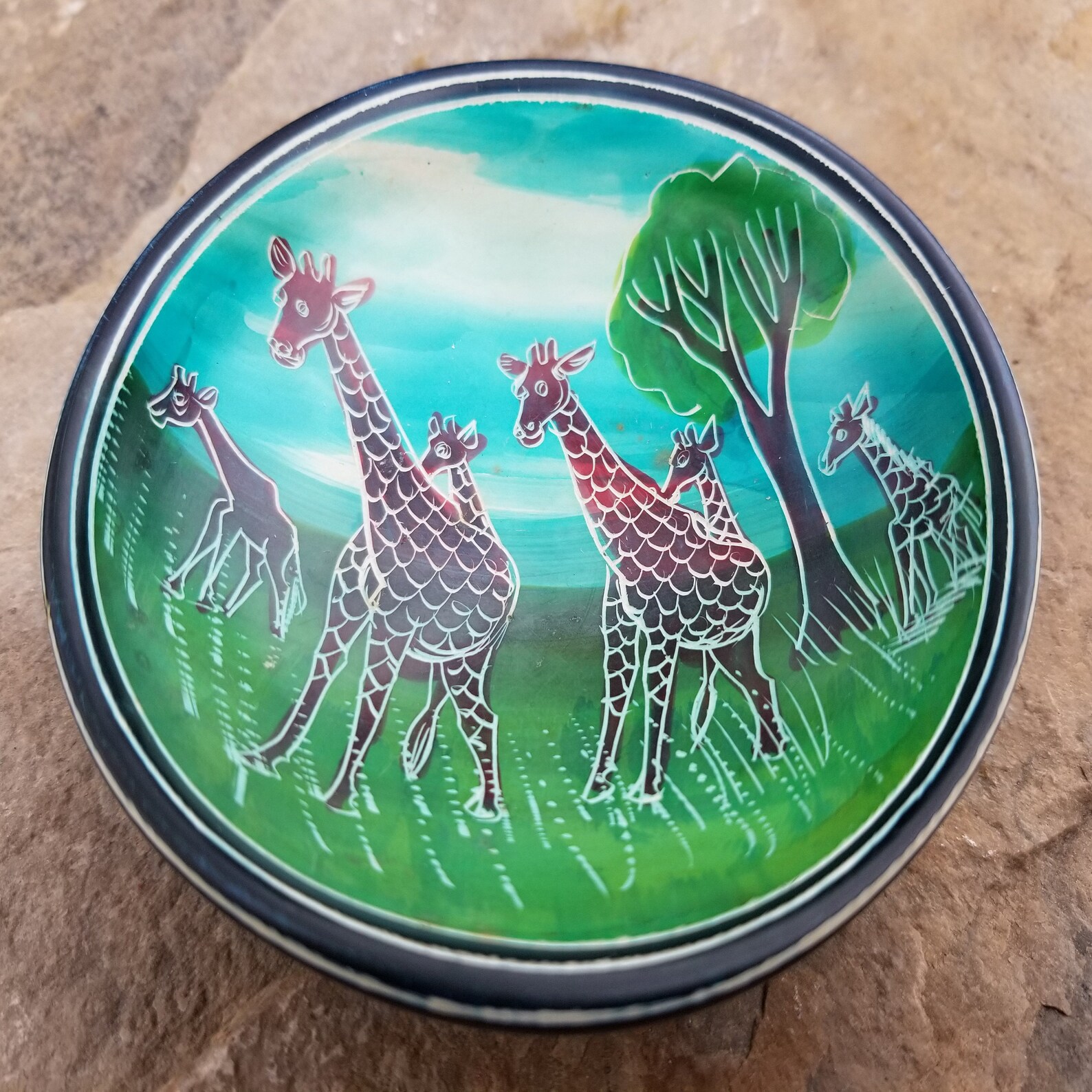 Beautiful Giraffe Bowls 4 Handcarved in Kenya from Etsy