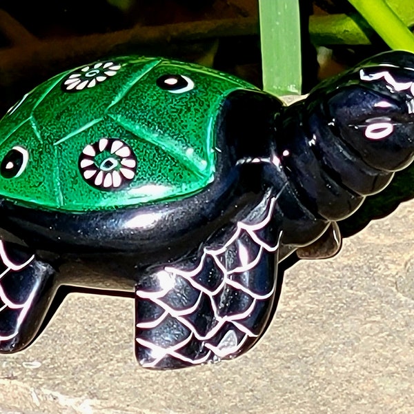 Colorful Soapstone Sea Turtle, Handmade Stone Turtle, Turtle Lover Gift For Her, Sea Turtle Decor, Fair Trade Kenya