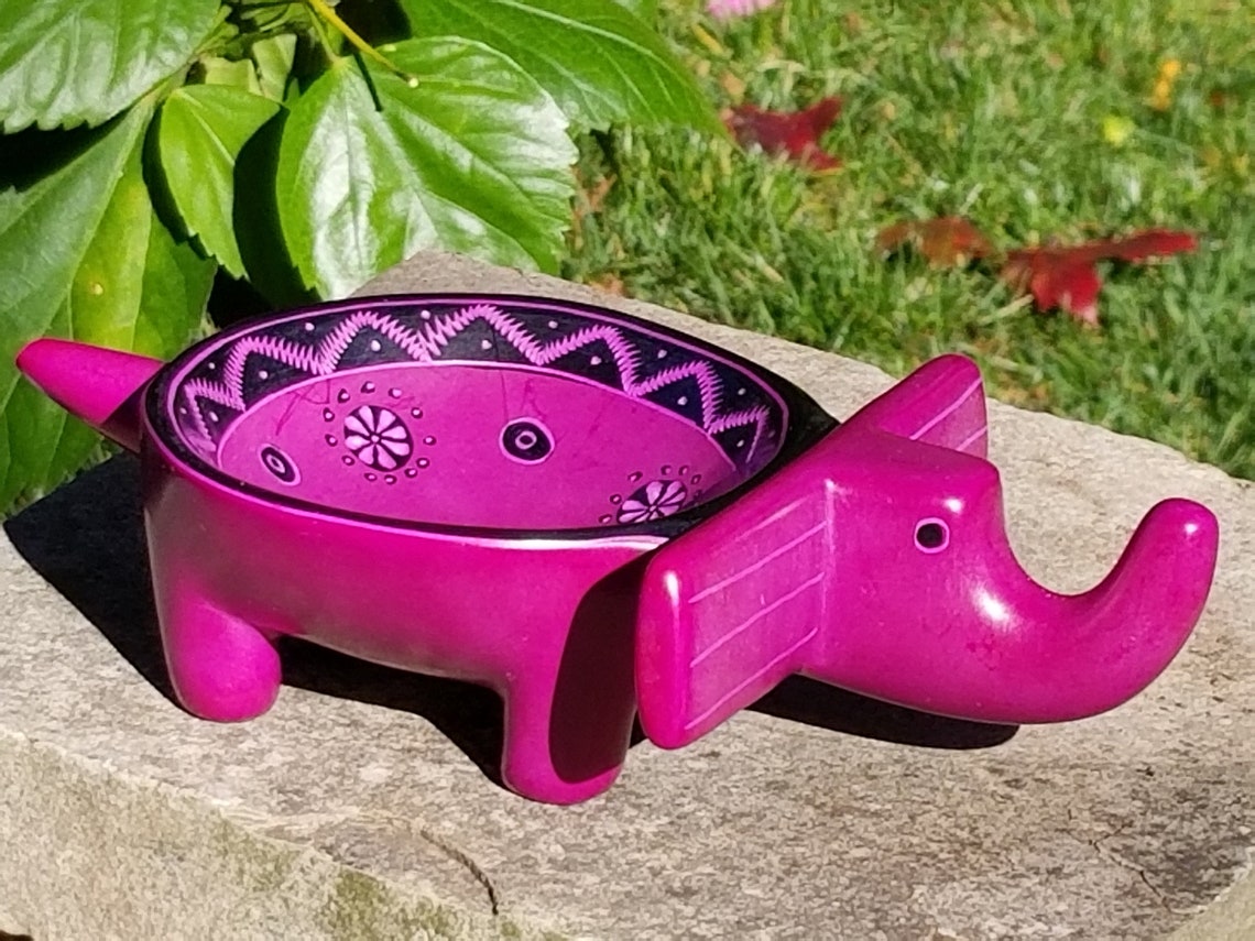 Elephant Dish Bowl Carved from Soapstone shaped like Etsy