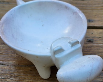 Bol de hipopótamo de esteatita natural (18 cm), hipopótamo de piedra tallado a mano, decoración de dormitorio para amantes de los hipopótamos, plato para baratijas de hipopótamo, hipopótamo de piedra natural
