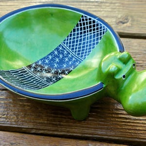 Bol de esteatita con forma de hipopótamo (18 cm de largo), plato para baratijas con forma de hipopótamo, joyero de piedra tallada a mano con forma de hipopótamo, decoración de dormitorio para amantes de los hipopótamos, Comercio Justo de Kenia Green #1