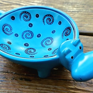 Bol de esteatita con forma de hipopótamo (18 cm de largo), plato para baratijas con forma de hipopótamo, joyero de piedra tallada a mano con forma de hipopótamo, decoración de dormitorio para amantes de los hipopótamos, Comercio Justo de Kenia Turquoise #2