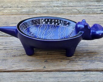 Purple Soapstone Hippo Bowl (7