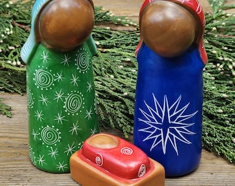 African Soapstone 3 Piece Nativity Set with Joseph, Mary, Baby Jesus, Stone Christmas Nativity Scene, Fair Trade Kenya, Hostess Gift