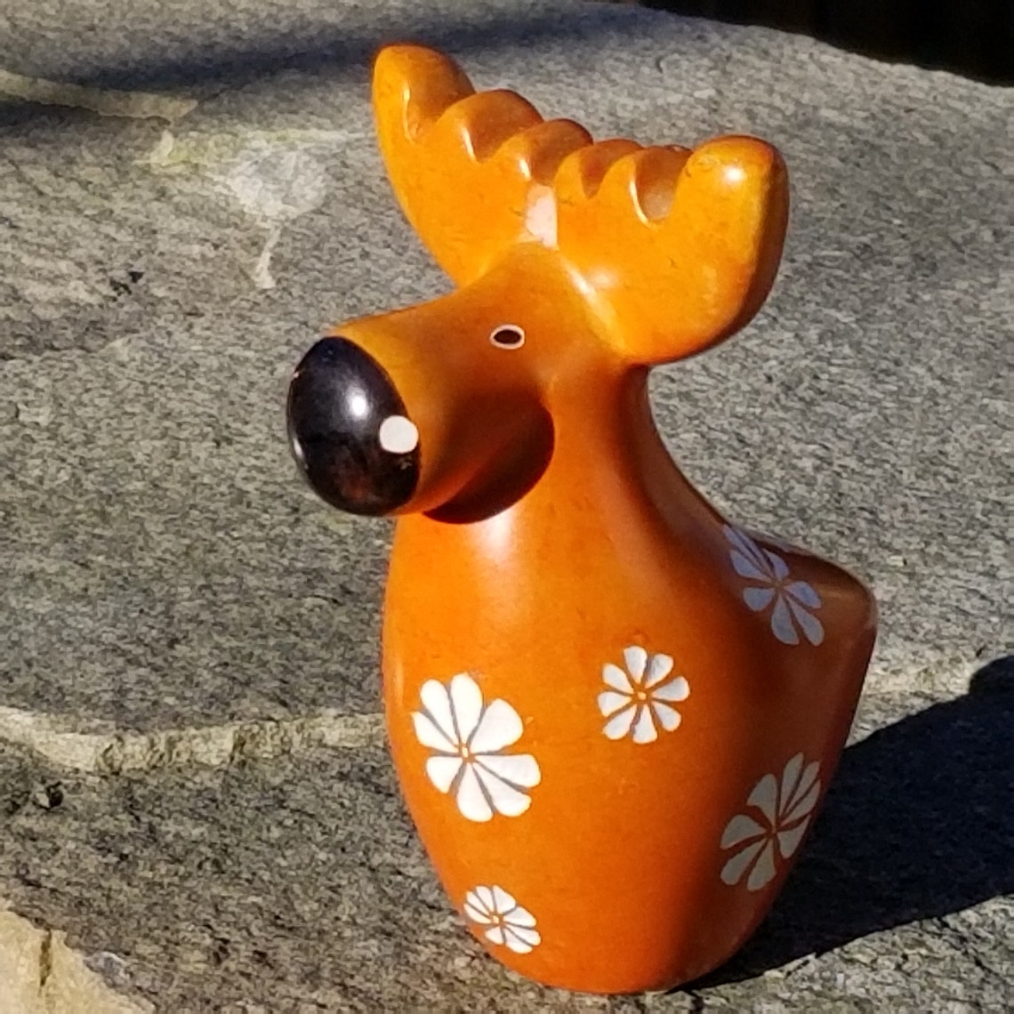 3.5 Northern Moose Soapstone Figurine Cute Happy Moose Etsy