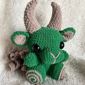 Green and Beige Lil Bub Crochet Goat - Ready to Ship