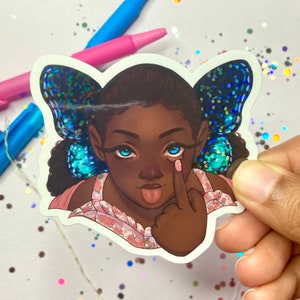 Schmetterling Mädchen 3" Glitzer Sticker| Kawaii Sticker - Cute Die Cut Stickers - Süße Sticker - Planer Sticker - Schmetterling Sticker