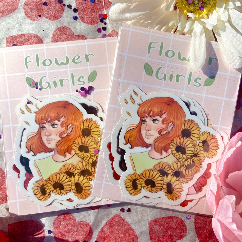 Planner Stickers Flower Stickers Flower Girls Pack: Vinyl stickers| Kawaii Sticker Cute Die Cut Stickers Flower Girl Cute stickers