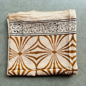 Hand Printed Cotton Scarf: Jaipur Block Print Sarong - 1x1 Yard