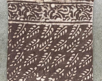Brown Cotton Sarong | Hand Block Print Beach Scarf