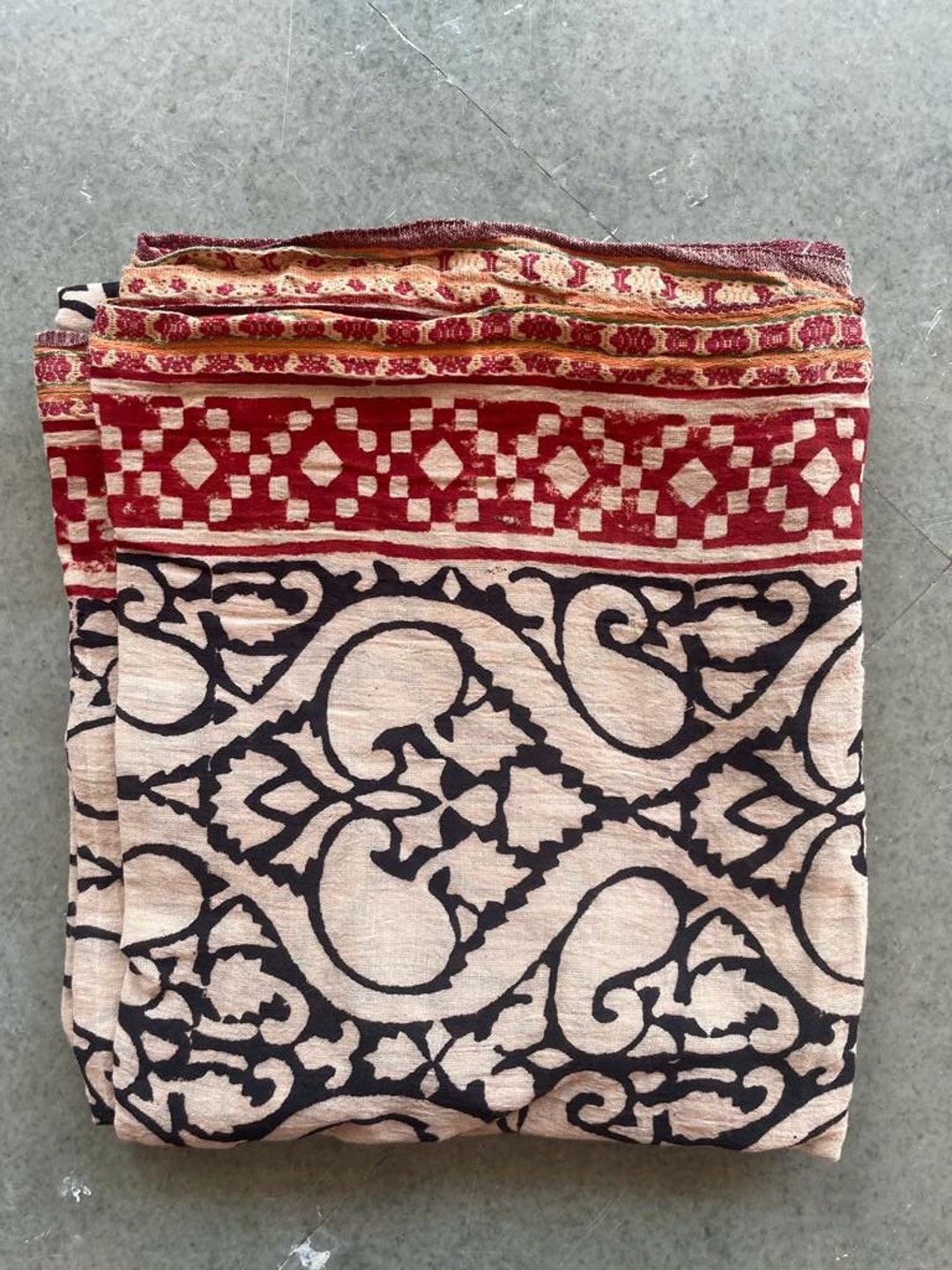 Foulard Sarong En Coton Indien Imprimé Main - Long 183 Cm - Multicolore Floral
