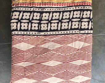 Hand Block Print Cotton Sarong: Beach Cover Up, Summer Scarf