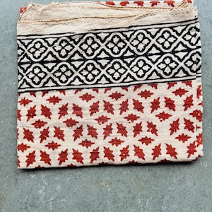 Hand Printed Cotton Scarf: Jaipur Block Print Sarong - 1x1 Yard