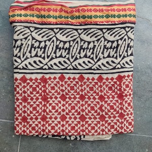 Hand Block Print Cotton Scarf: Indian Shawl, Natural Vegetable Dye