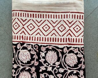 Hand Block Print Cotton Sarong: Boho Beach Cover-Up