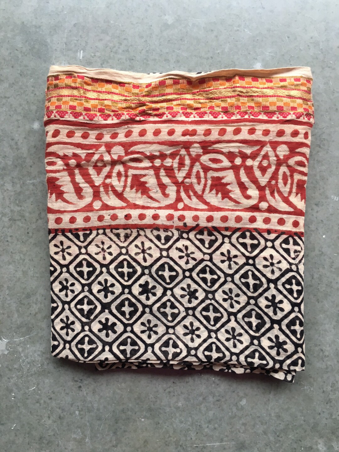 Pareo De Playa Con Estampado De Bloques De Algodón 100