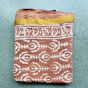 Hand Block Printed Cotton Sarong: Beach Wrap Cover-Up