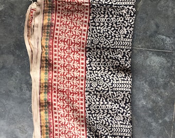 Jari Hand Block Print Scarves Indian Cotton Sarong Decorative Handmade Beach Pareo, Printed Sarong,