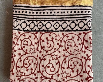 Pareo de algodón hecho a mano / Pañuelo de playa con estampado Bagru