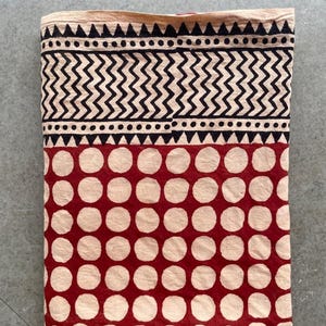 Hand Block Print Cotton Sarong: Indian Beach Wrap, Natural Vegetable Dye
