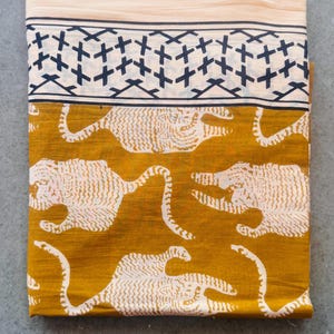 Tiger Print Cotton Sarong, Hand Block Printed Beach Wrap, Boho Cover Up