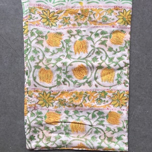 Hand Block Print Cotton Scarf: Indian Shawl, Natural Vegetable Dye