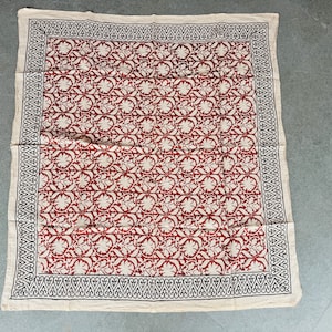 Hand Printed Cotton Scarf: Jaipur Block Print Sarong - 1x1 Yard