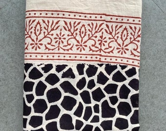 Hand Block Printed Cotton Sarong: Beach Wrap Scarf