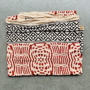 Hand Printed Cotton Scarf: Jaipur Block Print Sarong - 1x1 Yard