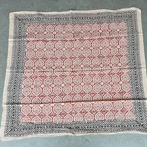 Hand Printed Cotton Scarf: Jaipur Block Print Sarong - 1x1 Yard