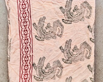 Hand Block Print Cotton Scarf, Indian Artisan Shawl, Lightweight Wrap, Bohemian Summer Travel Accessory