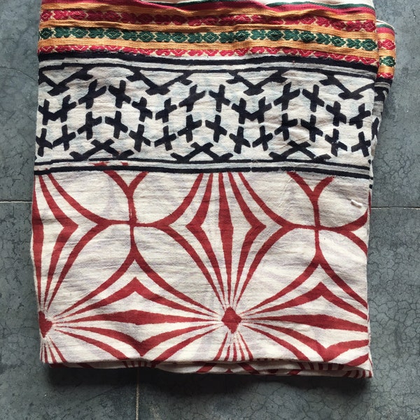 Jari Hand Block Print Scarves Indian Cotton Sarong Decorative Handmade Cotton Beach Pareo, Printed Sarong