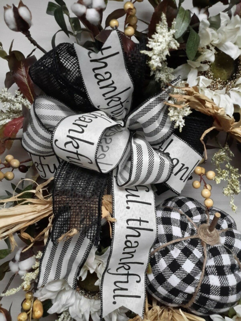 Fall Wreath Farmhouse Autumn Decor White Sunflower Country Style Thanksgiving