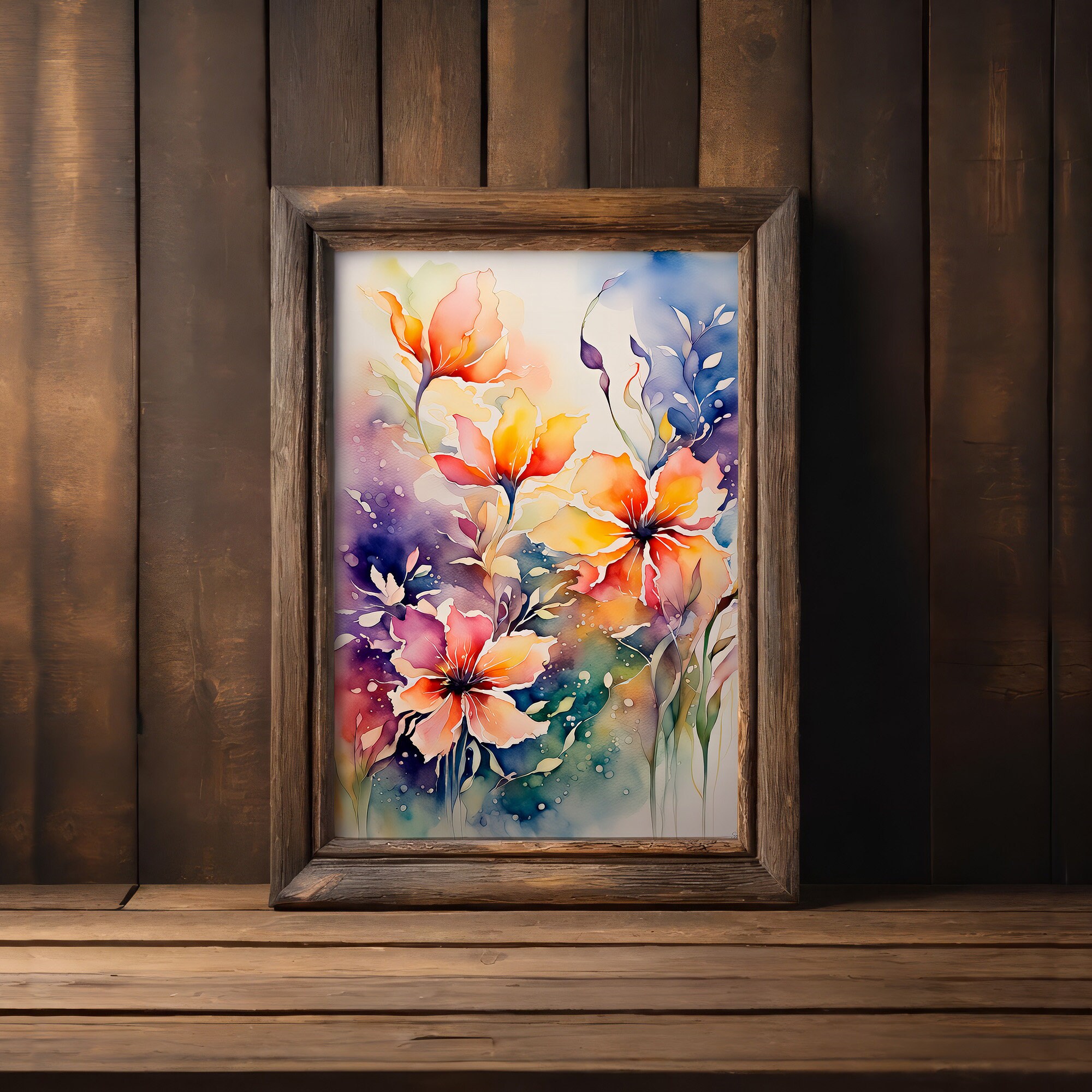 Colorful Flowers Printable Wall Art Floral Watercolor Illustration Colorful Flowers Printable Wall Art Floral Watercolor Illustration