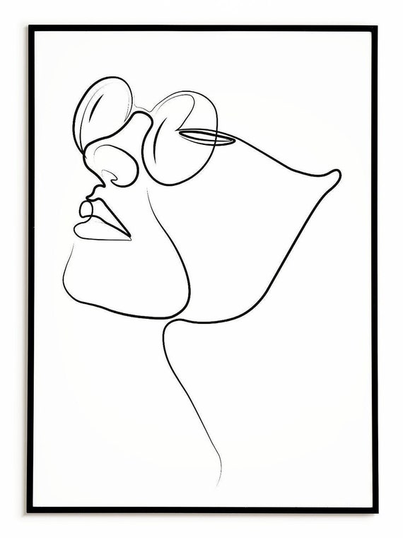 Abstact line art face. Line drawing woman face. Single Line Face