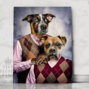 Pet Portrait, Stepbrothers Dog Portraits, Christmas gift Funny Pet Gift, Royal Pet Dog, Royal Pet Portraits Painting, Dog Lover