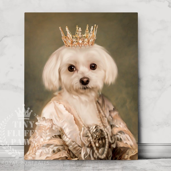 Portrait d’animal de compagnie personnalisé, Portrait d’animal de compagnie royal, Cadeau de chien de Noël Pet Regal, Portrait de chien, Cadeau d’animal de compagnie de maman, Cadeau de dernière minute, King Queen Pet Cat Art