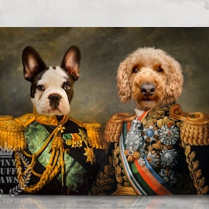 Aangepaste huisdier portret, Koninklijk huisdier portret, huisdier portret Regal Set van 2 huisdieren, hond portret, Vaderdag grappig huisdier cadeau, koning koningin hond