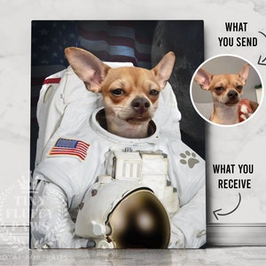 Custom Astronaut Pet Portrait, Custom space pet, Father's day portrait, funny unique gift, dog, cat, boy astronaut, man spaceship clipart