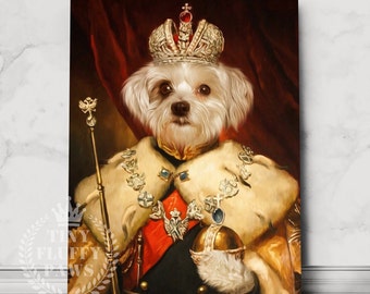 Custom Royal Pet Portrait, Christmas Gift, Renaissance Regal Portrait, Funny Pet Gifts, Christmas gift Gift, Cat, dog, King Queen Pet Loss